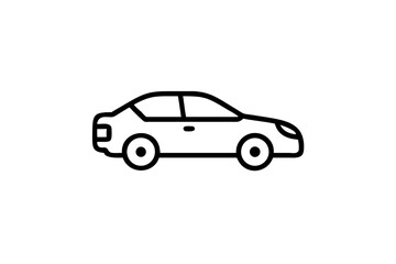 Fototapeta premium A slightly more detailed car icon with smoother contours. Suggests personal travel, car sharing, ride services, or urban mobility with clarity, isolated on a transparent background