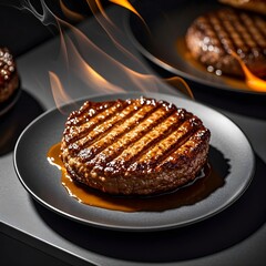 Grilled Burger on Gray Surface - Culinary Food Art
