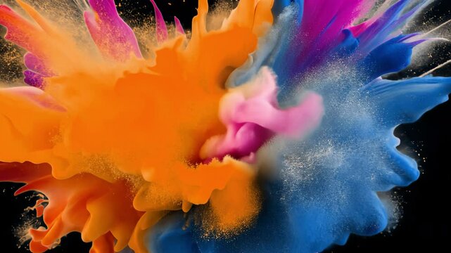 Colorful explosion animated overlay, transparent 4K video, alpha channel, ProRes 4444