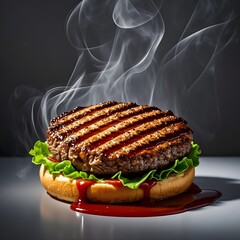 Grilled Burger Patty with Shadow - Culinary Still Life
