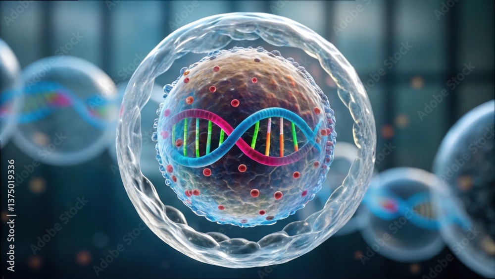 Poster intricate genetic cell structure with biotech potential in close-up