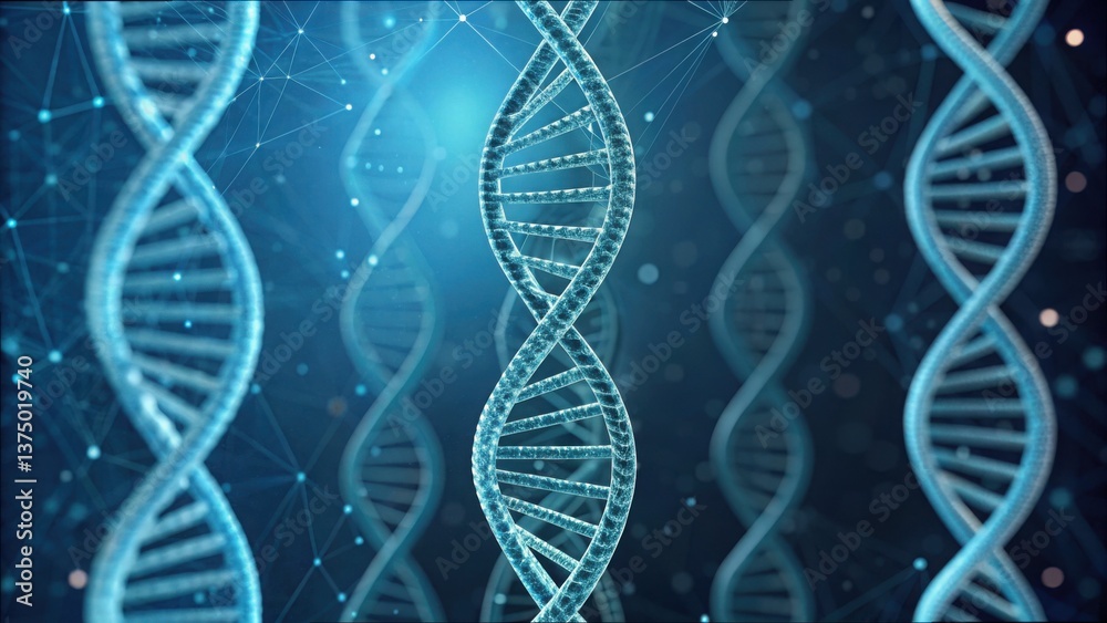 Poster Stunning 3D Rendering of Genetic Code Transformation and Visualization