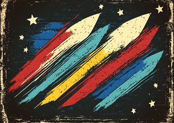 Retro Colorful Brush Strokes Design.
