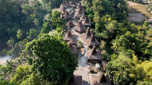 The traditional villages of Sumba are usually constructed on elevated hills, a prime example is Prai Ijing Village, perched high on a hillside