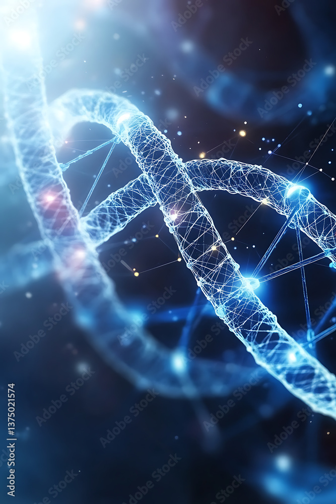 Poster exploring dna structure and function laboratory setting scientific visualization digital art close-u