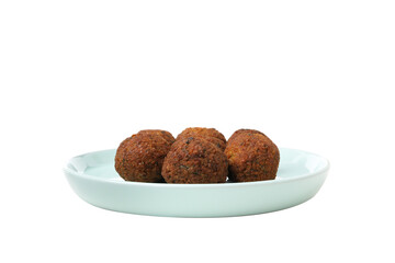 PNG, falafel in a plate, isolated on white background.