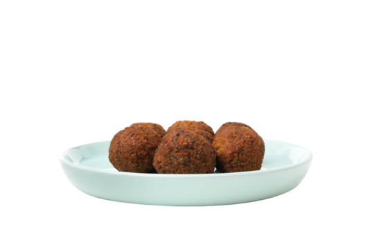 PNG, falafel in a plate, isolated on white background.