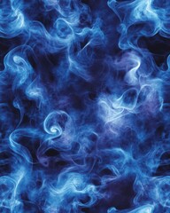 Obraz premium A mesmerizing swirl of blue smoke gracefully dances against a deep black background, creating an ethereal and captivating visual contrast that evokes a sense of mystery and intrigue.