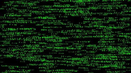 Glowing Green Mathematical Equations on Digital Screen – Futuristic Science and Technology Data - Powered by Adobe