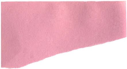 Pink paper piece with wrinkles and torn edge. Realistic paper sheet with crumpled effect. Pale pink blank sheet with crease and rough border