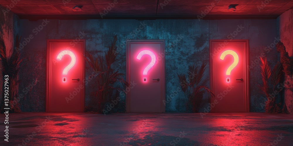 Leinwandbilder take a wild guess day neon enigma escape - immersive mystery experience for digital problem-solving 