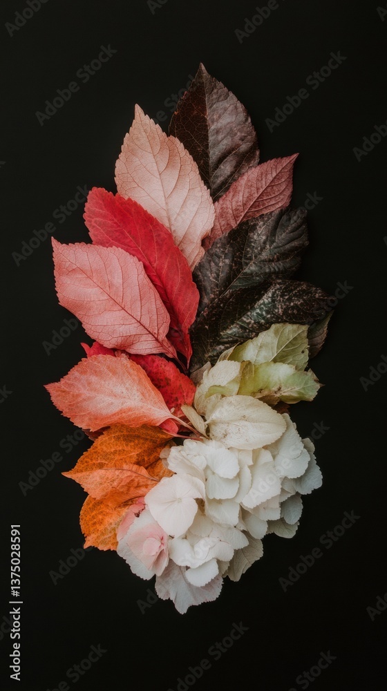 Poster chromatic metamorphosis elegant autumn botanical gradient design - modern nature-inspired branding a