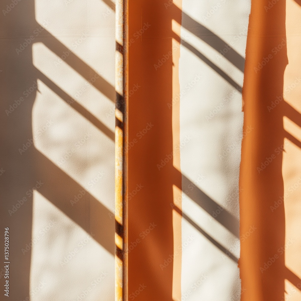 Fototapete Minimalist Shadow Play Warm Terracotta Architectural Textures Revealing Spatial Dynamics - Modern Design Aesthetic Capturing Light Interaction and Structural Elegance