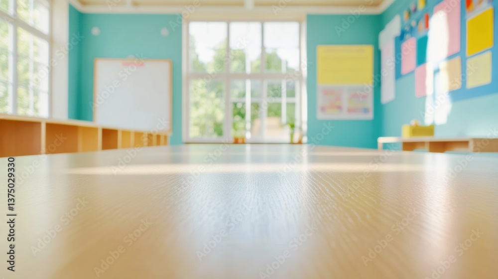 Poster mindful learning spaces minimalist oak table surface for hybrid education - flexible classroom desig
