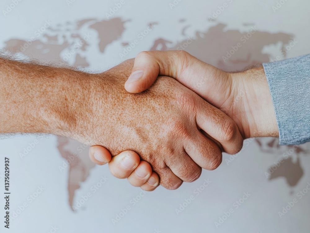 Poster global connectivity reimagined minimalist cross-cultural business partnership visualizing inclusive 