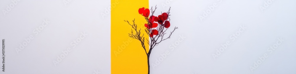 Aufkleber minimalist conceptual art surreal asymmetric tree narrative with vibrant color psychology - dynamic 