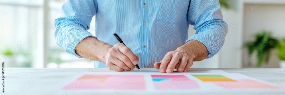 Poster Data-Driven Creativity Millennial Professional Visualizing Strategic Insights with Minimalist Color-Coded Workflow Planning for Agile Business Transformation