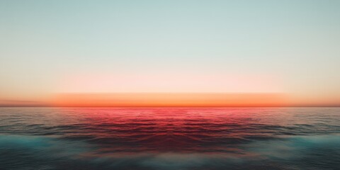 Minimalist Oceanic Gradient Serene Horizon Climate Visualization Representing Global Warming Impact - Atmospheric Environmental Design for Conscious Communication