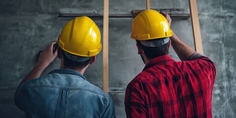 Fototapeta premium Urban Craft Revival Skilled Trades Mentorship in Next-Gen Sustainable Construction - Empowering Workforce Development through Hands-On Industrial Training