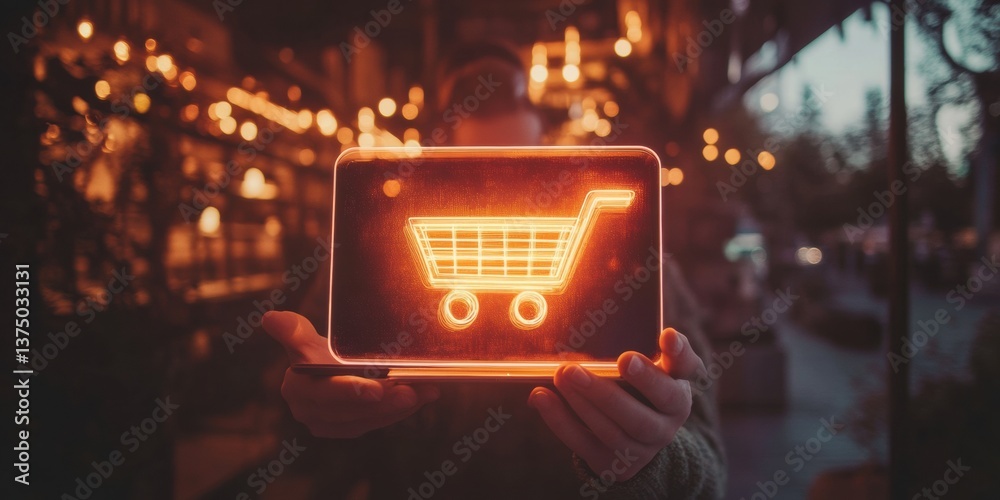 Aufkleber immersive digital commerce illuminated ar shopping cart hologram transforming retail experience thro