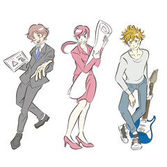 希望に向かって動き出そうとしている三人の人物