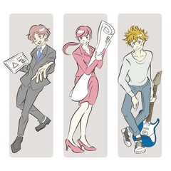 希望に向かって動き出そうとしている三人の人物