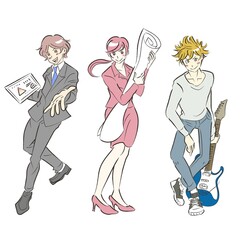 希望に向かって動き出そうとしている三人の人物