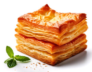 Puff pastry in white background; concept food photography