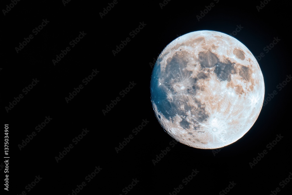 Fototapete astro-minimalist lunar exploration high-resolution full moon visualization for immersive science edu