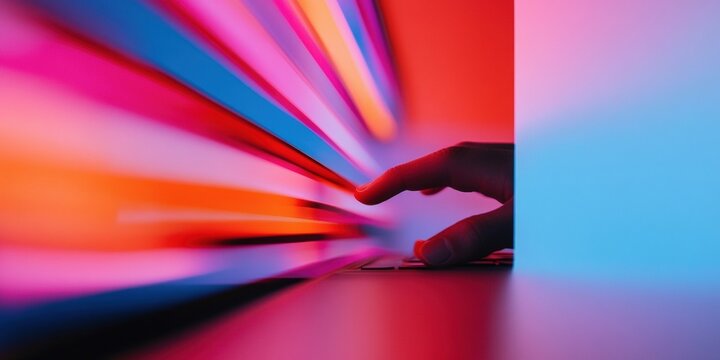 Immersive Digital Flow Vibrant Chromatic Interaction Revealing Next-Gen UX Design - Minimalist Tech Engagement with Sensory Color Dynamics