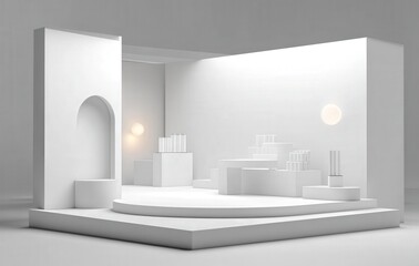 Minimalist White Product Display Stage Design