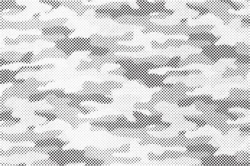 Abstract halftone seamless camouflage pattern. Repeating digital dotted hexagonal camo military texture background. Abstract modern fabric textile ornament. Vector illustration. © cnh