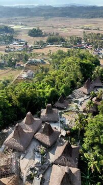 The traditional villages of Sumba are usually constructed on elevated hills, a prime example is Prai Ijing Village, perched high on a hillside