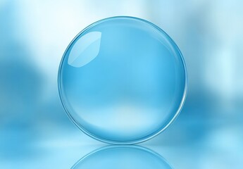 Transparent Blue Glass Sphere on Blurry Background