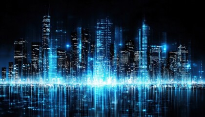 Fototapeta premium Futuristic City Skyline at Night
