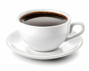 Obraz premium Aromatic black coffee in a white cup and saucer . AI generative