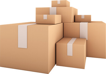 Obraz premium Brown box with goods on white background. Shipping and parcel delivery business. ,3d rendering