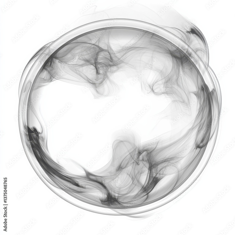 Aufkleber abstract circle of smoke: ethereal swirls and delicate gradients in a circular frame on white backgr