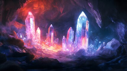 Crystal cave glows with vibrant light