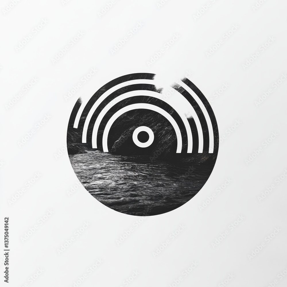 Poster abstract river graphic: concentric circles over dark water creating a visual symphony of nature and 