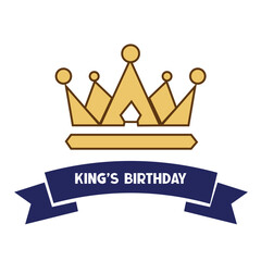 King's Birthday Gold Crown Vector Design
