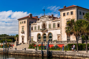 Miami, Florida - December 01, 2024: Vizcaya museum waterfront architecture. Vizcaya Museum and...