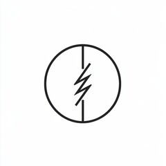 Electrical Symbol: Lightning Bolt Enclosed in a Circle - Black and White Schematic Diagram 