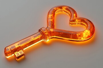 A heart shaped key is glowing.