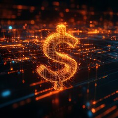 Obraz premium 3D Render of Financial Growth Symbol Surrounded by Data Connections