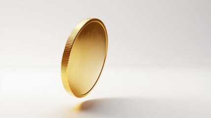 3D Golden Coin Floating in Center with Bright Background