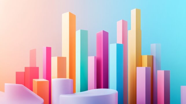3D Graph Illustrating Salary Progression Over Time with Colorful Bars
