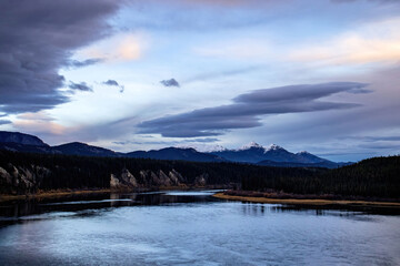 Mountain behind a river in Canada