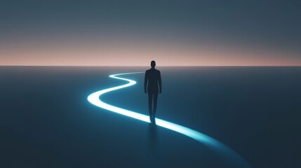 Obraz premium Minimalist 3D Illustration of Leadership Concept with Guiding Figure