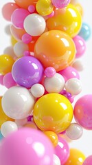 Colorful spheres floating, abstract background, playful design, ideal for decoration